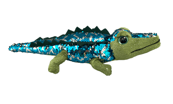 sequin green plush alligator 