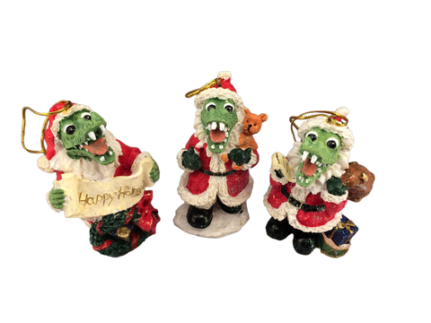 santa alligator ornament set