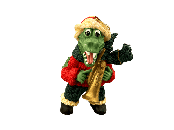 santa alligator trumpet ornament